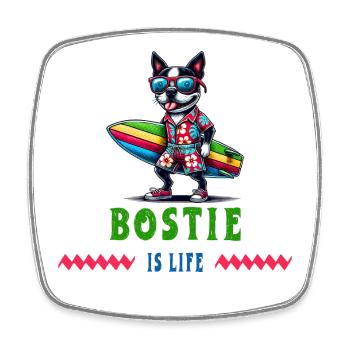 Bostie Surfer - Viereckiger Kühlschrankmagnet - Weiß - Vorne