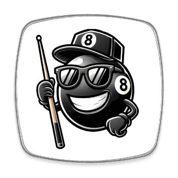 Cooles Billard 8-Ball Design - Viereckiger Kühlschrankmagnet - Weiß - Vorne
