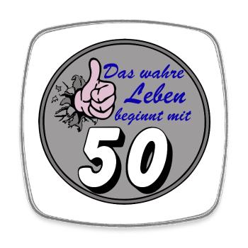 50th Birthday, Real Life - Square fridge magnet - white - Front