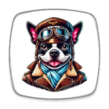 Bostie Pilot Design - Viereckiger Kühlschrankmagnet - Weiß - Vorne