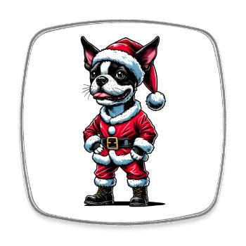Bostie Weihnachtsmann - Viereckiger Kühlschrankmagnet - Weiß - Vorne