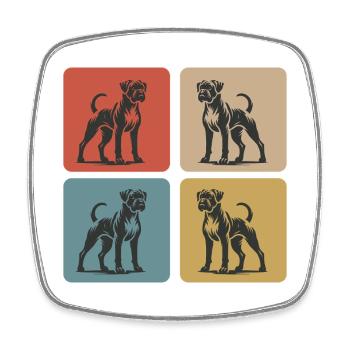 Boxer Hund Vintage Design - Viereckiger Kühlschrankmagnet - Weiß - Vorne