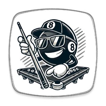 Stylischer 8-Ball Billard - Viereckiger Kühlschrankmagnet - Weiß - Vorne