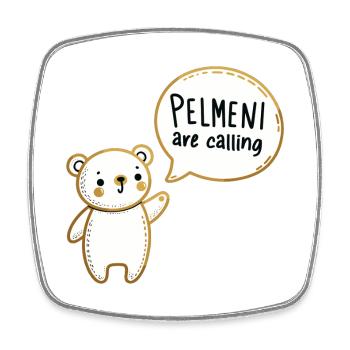Pelmeni Call Sweet Bear Gold Gift - Square fridge magnet - white - Front