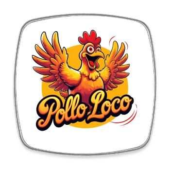 Pollo Loco - Viereckiger Kühlschrankmagnet - Weiß - Vorne