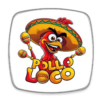 Pollo Loco - Viereckiger Kühlschrankmagnet - Weiß - Vorne