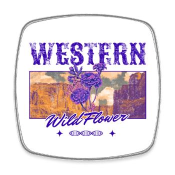 Western Wildflower – Retro Country Aesthetic - Square fridge magnet - white - Front