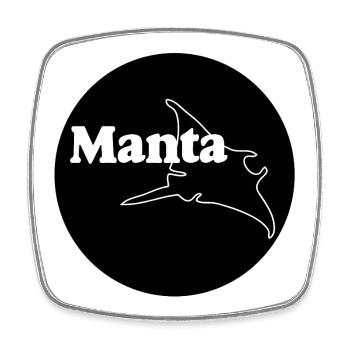 Rochen , Mantarochen , Manta Button , Aufkleber - Viereckiger Kühlschrankmagnet - Weiß - Vorne