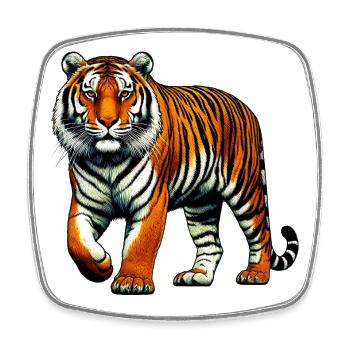 Tiger - Square fridge magnet - white - Front