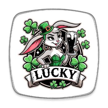 St. Patrick’s Day Hase Häsin Häschen Glücklich - Viereckiger Kühlschrankmagnet - Weiß - Vorne