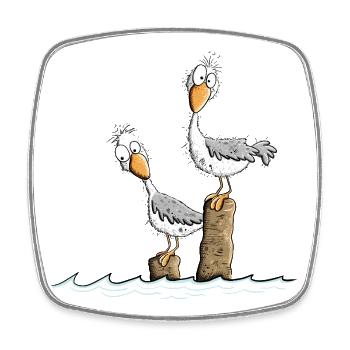 Droll Seagulls North Sea Baltic Sea Holiday Maritime - Square fridge magnet - white - Front