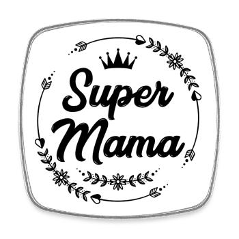 Super Mama - Viereckiger Kühlschrankmagnet - Weiß - Vorne