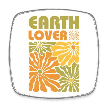 Earth Lover – Retro Natur Blumen - Viereckiger Kühlschrankmagnet - Weiß - Vorne