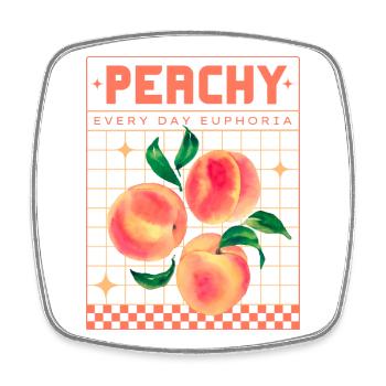 Peachy Euphoria – Retro Fruit Aesthetics - Square fridge magnet - white - Front