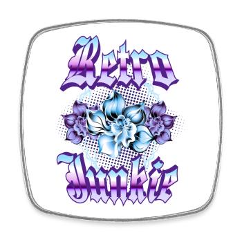 Retro Junkie – 90s Gothic Blumenstil - Viereckiger Kühlschrankmagnet - Weiß - Vorne