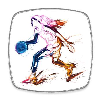 Basketballspielerin Skizze - Viereckiger Kühlschrankmagnet - Weiß - Vorne