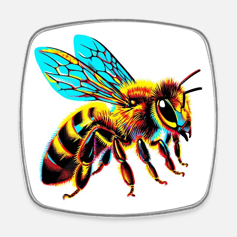Abeille - Magnet carré - blanc