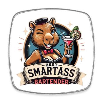 Barkeeperin Barfrau Capybara Capy Geschenk - Viereckiger Kühlschrankmagnet - Weiß - Vorne