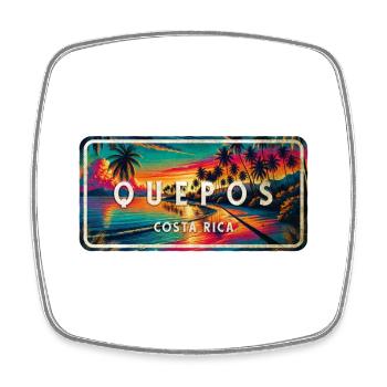Quepos – Costa Rica Palm Trees Beach Sign - Square fridge magnet - white - Front
