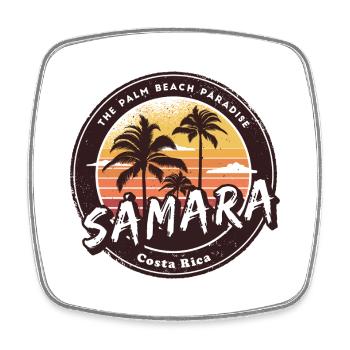 Samara – Costa Rica Palm Trees Beach Design - Square fridge magnet - white - Front