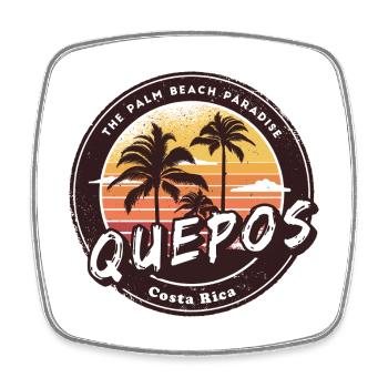Quepos – Costa Rica Palm Trees Beach Design - Square fridge magnet - white - Front