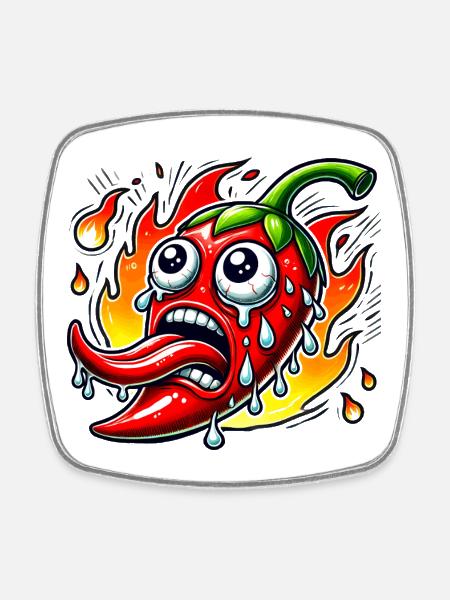 Ultra Hot Chili - Square fridge magnet - white
