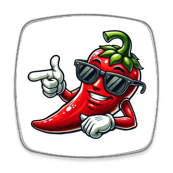 Coole Chili - Viereckiger Kühlschrankmagnet - Weiß - Vorne