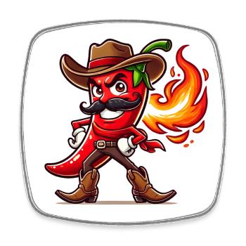 Chili Cowboy - Magnet carré - blanc - Devant
