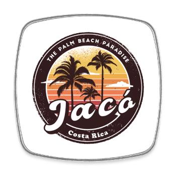 Jacó – Costa Rica Palm Trees Beach Design - Square fridge magnet - white - Front