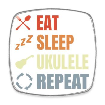 Eat Sleep Ukulele Repeat - Square fridge magnet - white - Front