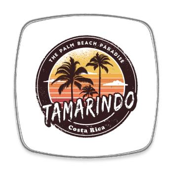 Tamarindo – Costa Rica Palm Trees Beach Design - Square fridge magnet - white - Front