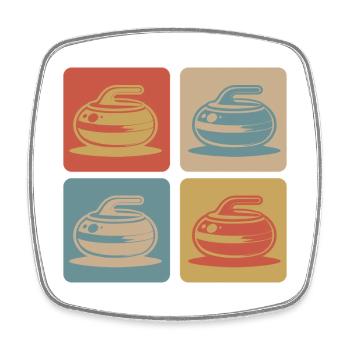 Curling Vintage Design - Viereckiger Kühlschrankmagnet - Weiß - Vorne