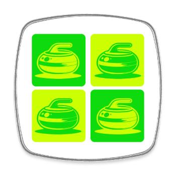 Curling Classic Design - Viereckiger Kühlschrankmagnet - Weiß - Vorne