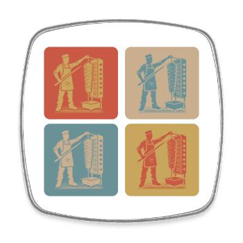 Döner Kebab Retro - Square fridge magnet - white - Front