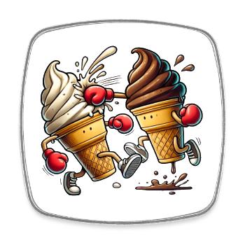Der süße Wettkampf / Eiscreme - Viereckiger Kühlschrankmagnet - Weiß - Vorne