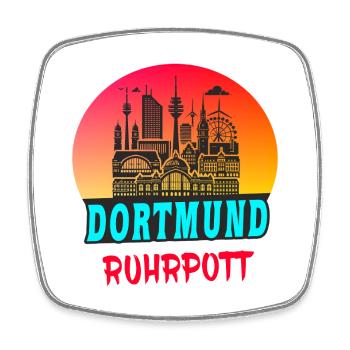 Dortmund Ruhrpott Skyline - Viereckiger Kühlschrankmagnet - Weiß - Vorne