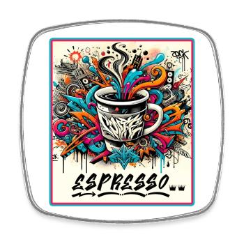 Espresso Graffiti Kaffee Design - Viereckiger Kühlschrankmagnet - Weiß - Vorne