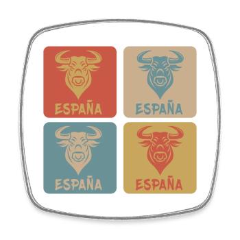 Taureau d’Espagne Vintage Design - Magnet carré - blanc - Devant