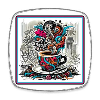 Espresso Graffiti - Square fridge magnet - white - Front