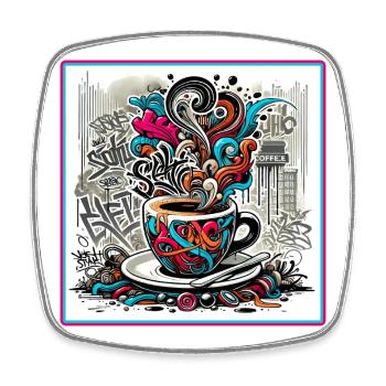 Espresso Graffiti - Square fridge magnet - white - Front