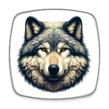 Wolf - Viereckiger Kühlschrankmagnet - Weiß - Vorne
