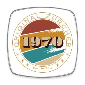 Original Zürcher 1970 Zürich - Viereckiger Kühlschrankmagnet - Weiß - Vorne