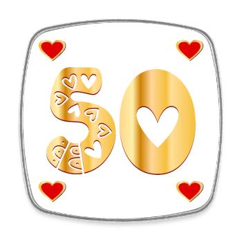 NUMBER 50 FIFTY HEART - Square fridge magnet - white - Front
