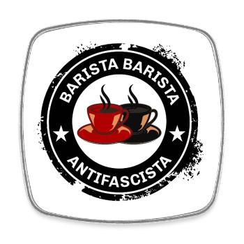 Barista Antifascista – Kaffee mit Haltung - Viereckiger Kühlschrankmagnet - Weiß - Vorne