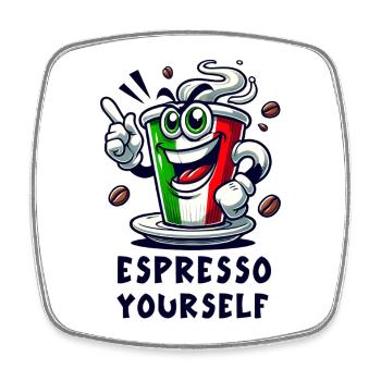 Espresso Italiano / Kaffee Design - Viereckiger Kühlschrankmagnet - Weiß - Vorne