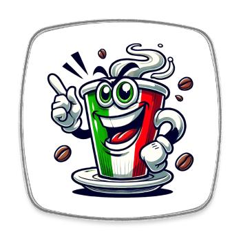 Espresso Italiano / Kaffee Design - Viereckiger Kühlschrankmagnet - Weiß - Vorne