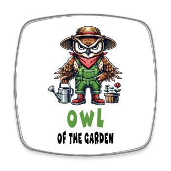 Hibou du jardin conception - Magnet carré - blanc - Devant