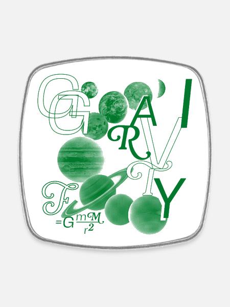 Typo-Gravitation - Viereckiger Kühlschrankmagnet - Weiß