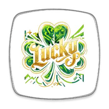 St. Patrick’s Day Kleeblatt Glücklich Geschenk - Viereckiger Kühlschrankmagnet - Weiß - Vorne