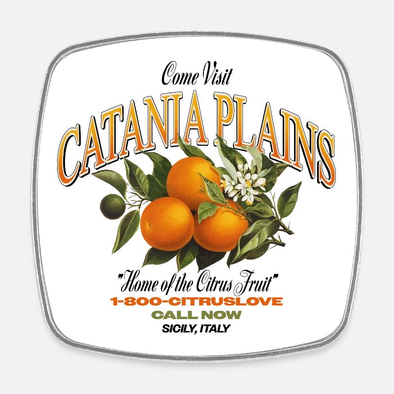 Plaines de Catane Design d’agrumes - Magnet carré - blanc